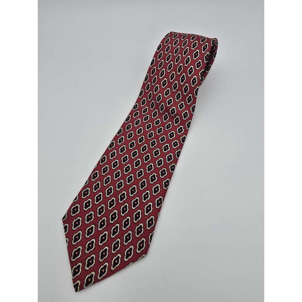 Polo Ralph Lauren Tie Geometric Red Silk Necktie 4 X 56 T78